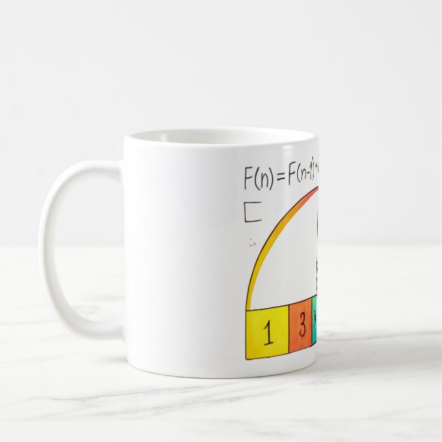 Caneca De Café Fibonacci Spiral Math Mug (Esquerda)