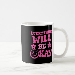 Caneca De Café Ficará OK Retro Groovy Mental Health Consciência