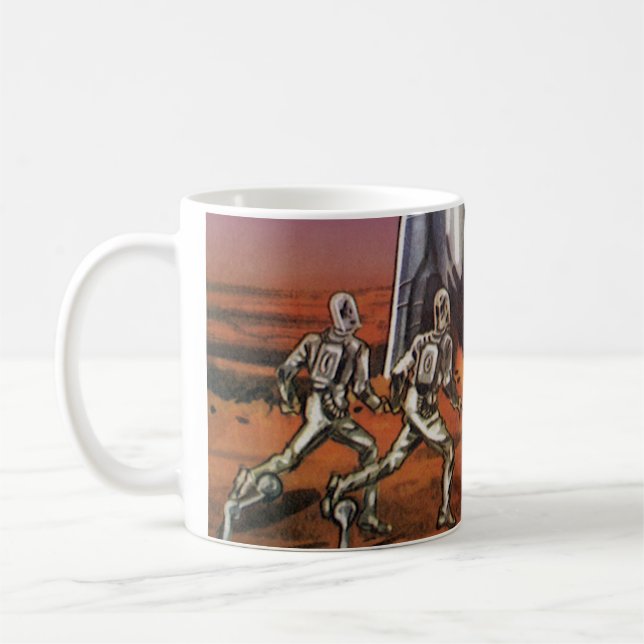 Caneca De Café Ficção científica retrô, astronautas, alienígenas  (Esquerda)