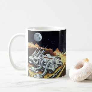 Caneca De Café Ficção científica retrô, Estação Espacial na Lua
