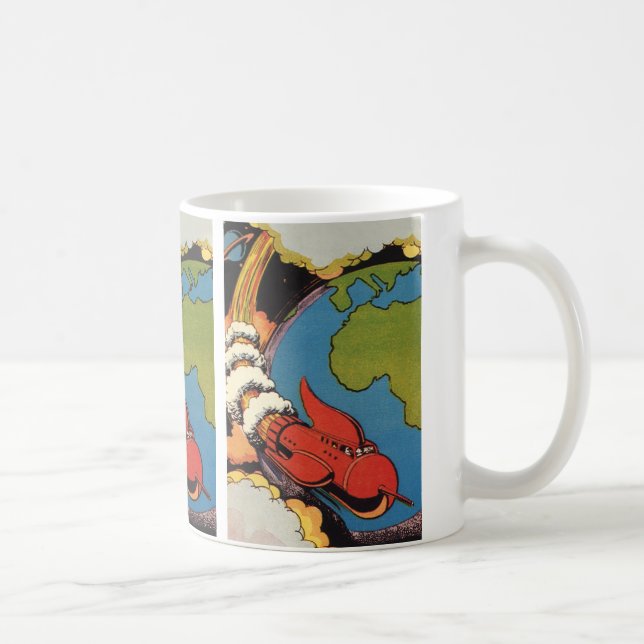 Caneca De Café Ficção científica retrô, foguete de Ficção científ (Direita)
