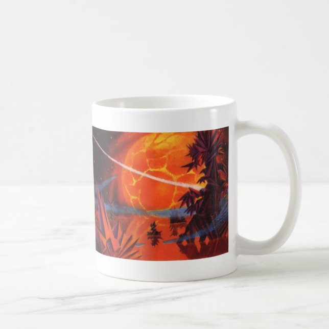 Caneca De Café Ficção científica retrô, planeta de ficção científ (Direita)