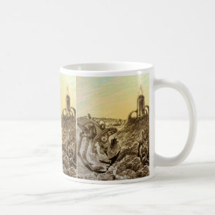 Caneca De Café Ficção Científica Vintage Alienígenas Construção d