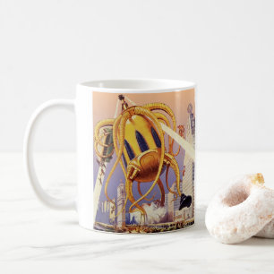 Caneca De Café Ficção Científica Vintage Guerra de Invasão Alien 