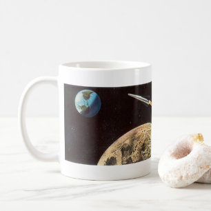 Caneca De Café Ficção Científica Vintage, Nave Espacial Sobre a L