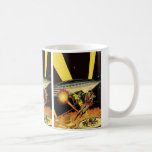 Caneca De Café Ficha científica Vintage, Aliens Sci Fi do OVNI<br><div class="desc">Vintage ilustration classic cics book science fiction image image image image apresentando astronautas lutando contra os aliens mau e uma nave espacial com suas armas a laser.</div>