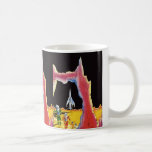 Caneca De Café Ficha científica Vintage, Aliens Sci Fi no Planeta<br><div class="desc">Imagem de ficção científica com ilustração vítrea apresentando aliens ou astronautas pousando em um planeta ou lua estrangeira.</div>