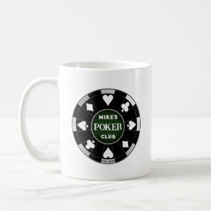 Caneca de Café Ficha de Poker Preta Clube de Poker