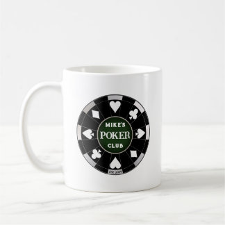 Caneca de Café Ficha de Poker Preta Clube de Poker