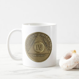 Caneca De Café Fichas de 4 Anos de Sobriedade Moeda Comemorativa 