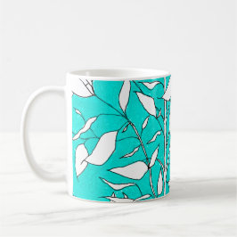 Caneca De Café Ficus Tree Plant Line Drawing Blue Background