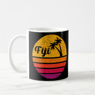 Caneca De Café Fidji Retro Style 70s 80s Vintage Palm Tree Sunset