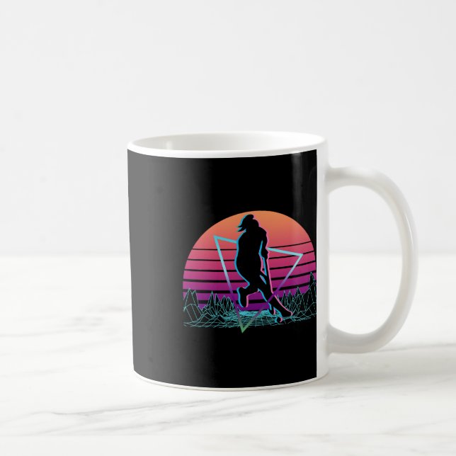 Caneca De Café Field Hockey Player Retro _1  (Direita)