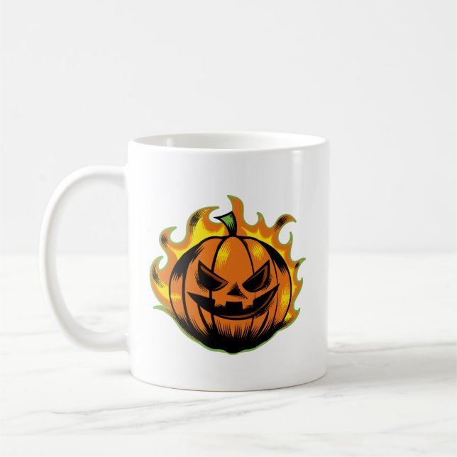 Caneca De Café Fiery Carved Halloween Pumpkin Mug (Esquerda)