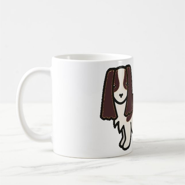 Caneca De Café fígado espaniel inglês e desenho animado branco (Esquerda)