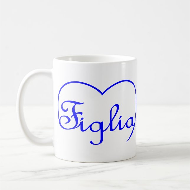 Caneca De Café Figlia Daughlia - Coração azul italiana (Esquerda)