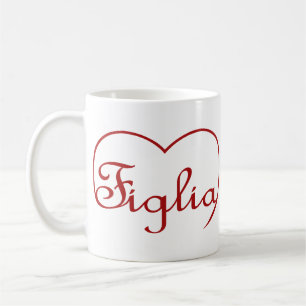 Caneca De Café Figlia Daughlia - Coração vermelha italiana