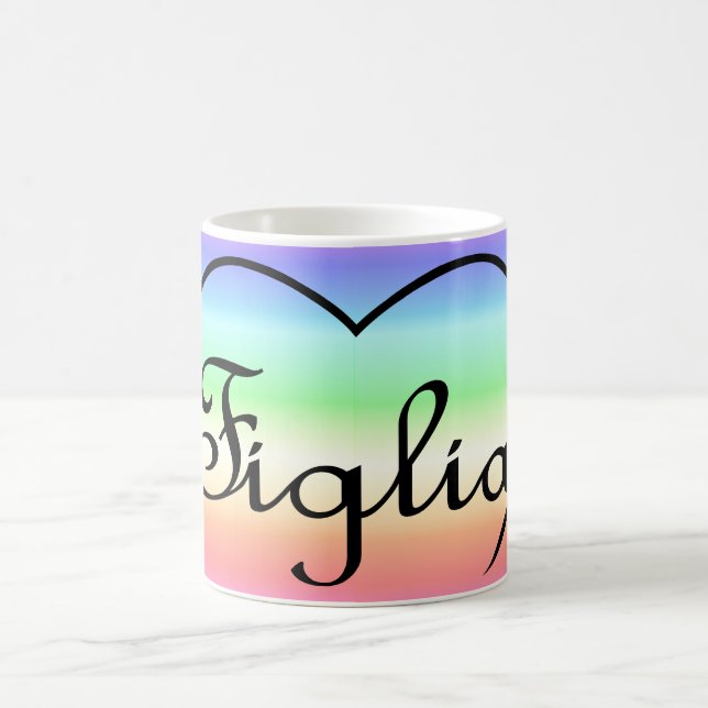 Caneca De Café Figlia Filha Coração arco-íris italiano (Centro)