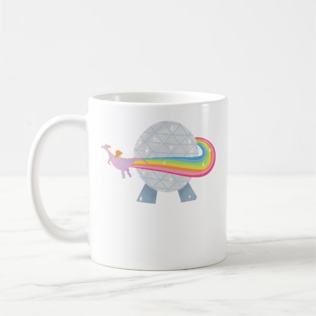 Caneca De Café Figment Flying Around Epcot Ball With Rainbow (Esquerda)