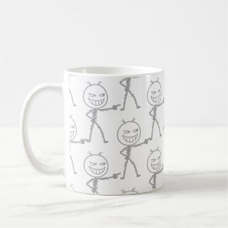 Caneca De Café Figura de Palito Desenho Sem Costura - Divertido