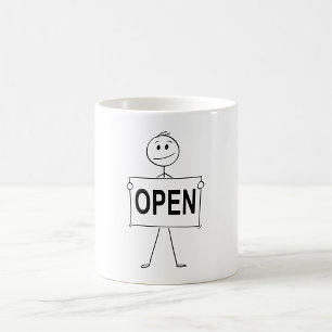 Caneca De Café Figura Engraçado Mantendo o sinal aberto