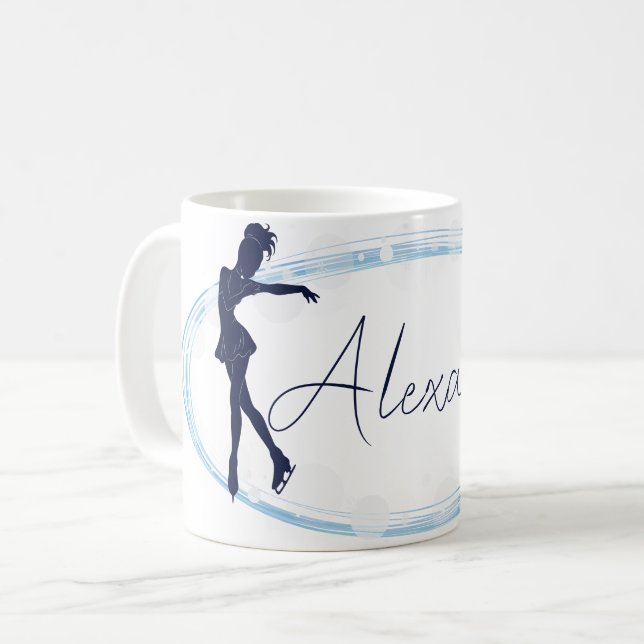 Caneca De Café Figura Skating Girl Custom Name (Frente Esquerda)