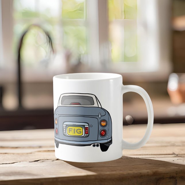Caneca De Café Figuras Monograma Lapis Cinza Figaro Car (Fun lapis figaro mug with space for your initials)