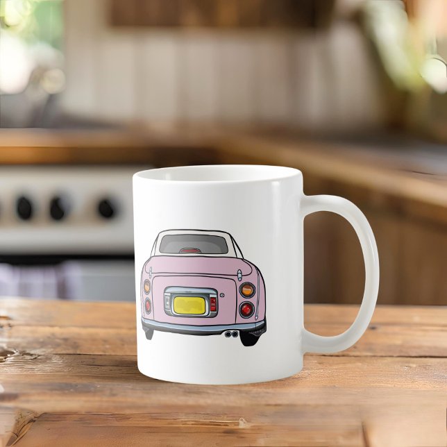 Caneca De Café Figuras Nome Figaro Car Rosa (Cute pink figaro car coffee mug with space for your name or your pink figgy)