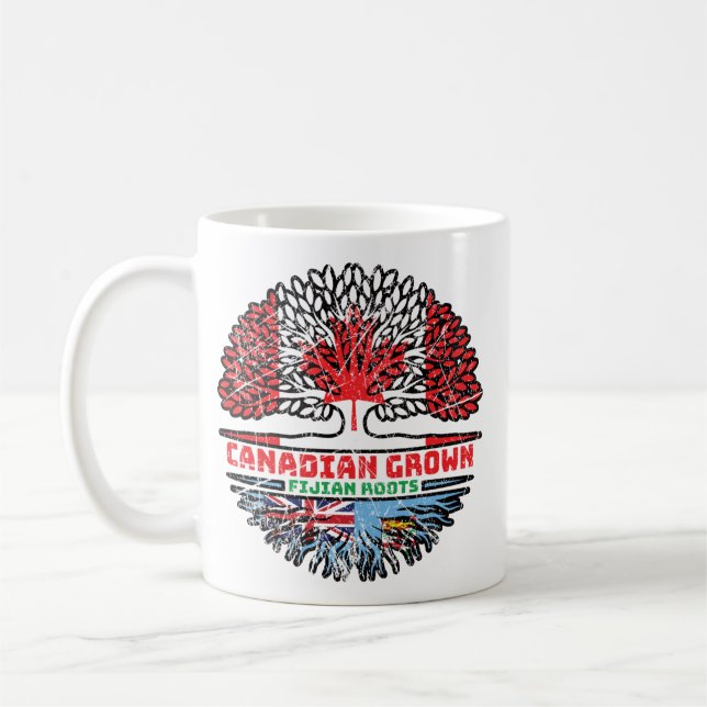 Caneca De Café Fiji Fijian Canada Tree Roots Flag (Esquerda)