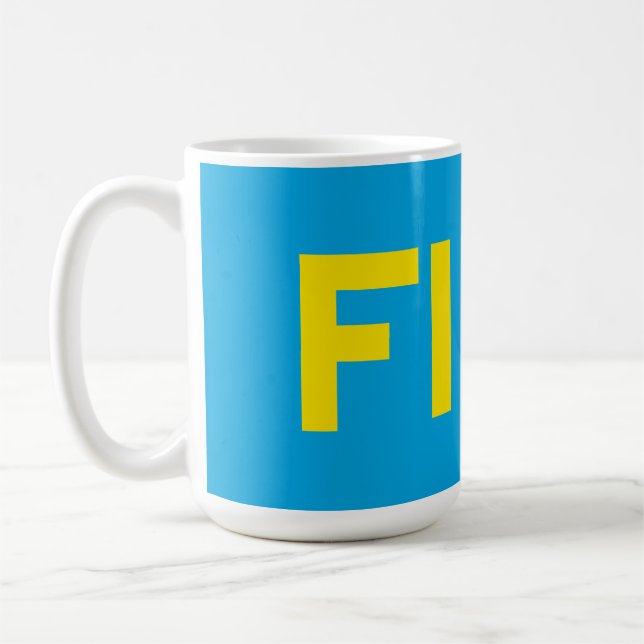 Caneca De Café FIKA Amarelo e Azul Negrito (Esquerda)