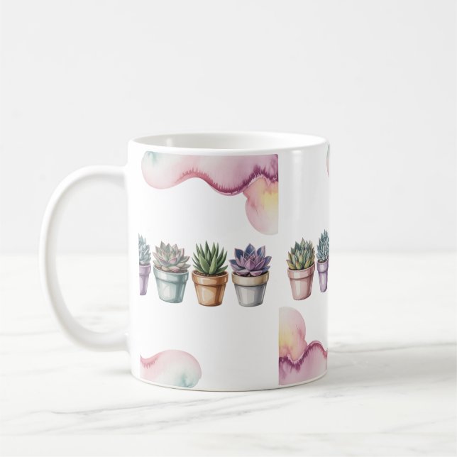 Caneca De Café Fila de suculentas mini envasadas (Esquerda)