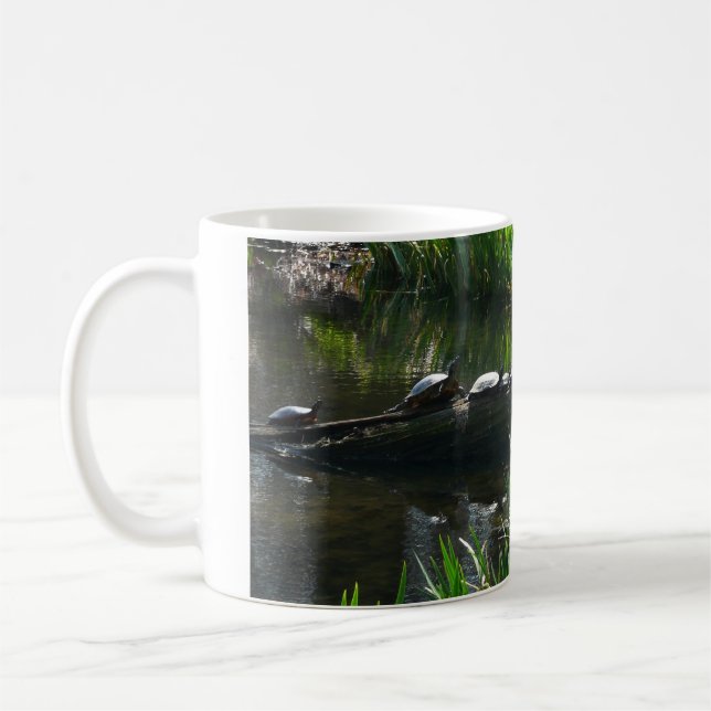 Caneca De Café Fila de Tartarugas Foto Verde da Natureza (Esquerda)