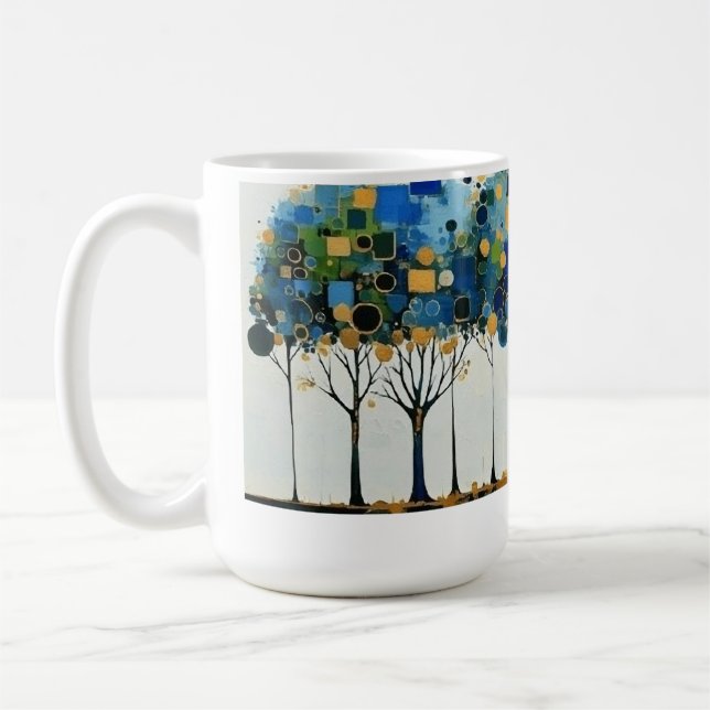 Caneca De Café Fila Elegante de Árvores em Kandinsky Style Mug (Esquerda)