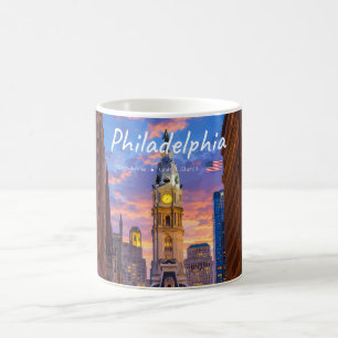 Caneca De Café Filadélfia, EUA - Prefeitura Silhueta ao Crepúscul