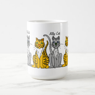 Caneca De Café Fileira bonito engraçada de gatos de beco dos