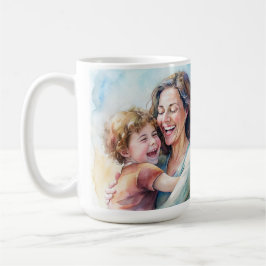 Caneca De Café Filha de desenho de cor d'água da mãe dia de as mã