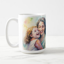Caneca De Café Filha de desenho de cor d'água da mãe dia de as mã