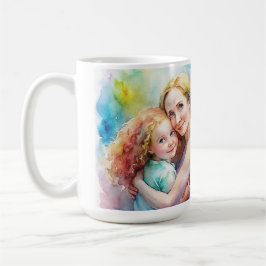 Caneca De Café Filha de desenho de cor d'água da mãe dia de as mã