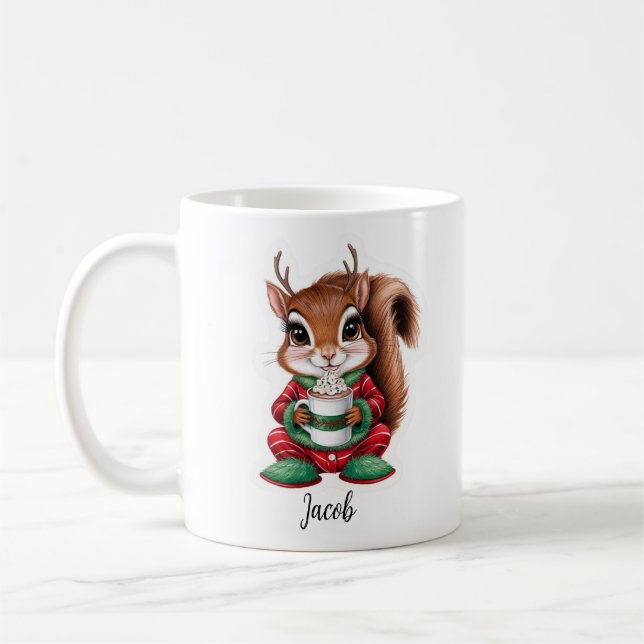 Caneca De Café Filha de esquilo de Natal Feriado (Esquerda)
