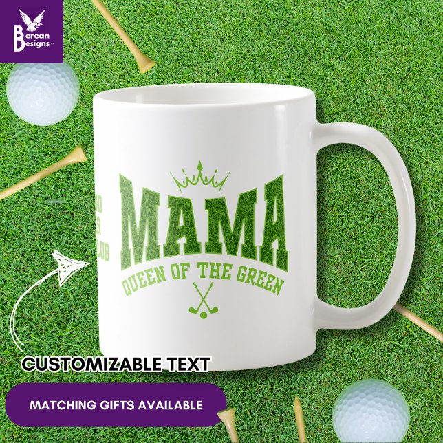 Caneca De Café FILHA MÃE DE Golfe do Povo VERDE (Stylish MAMA QUEEN OF THE GREEN Women's Golf Mom Mug with CUSTOMIZABLE TEXT)