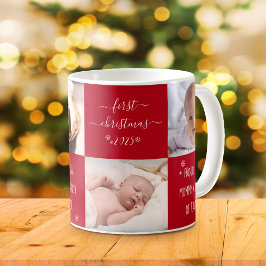 Caneca De Café Filha Primeiro Natal Novo Mãe Pai 4 Fotografia Per