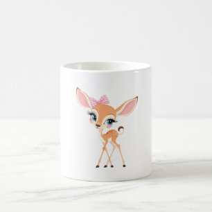 Caneca De Café Filhote Adorável com um Laço Rosa
