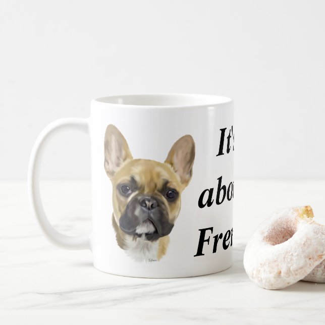 Caneca De Café Filhote de Bulldog Francês (Com Donut)