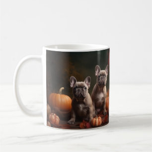 Caneca De Café Filhote de Bulldog Francês Delícia de Outono Abóbo