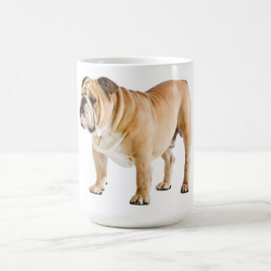 Caneca De Café Filhote de Bulldogue Inglês Cachorro Azul Corações