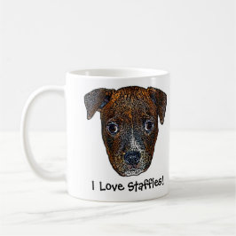 Caneca De Café Filhote de cachorro de Staffie "eu amo Staffies!"