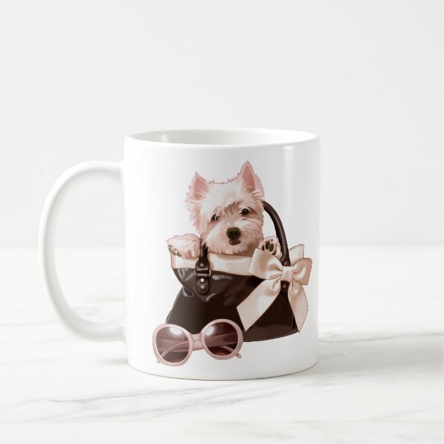 Caneca De Café Filhote de cachorro de Westie na bolsa (Esquerda)