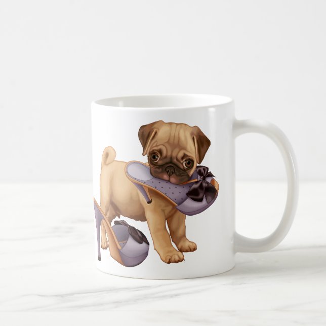 Caneca De Café Filhote de cachorro e calçados do Pug (Direita)