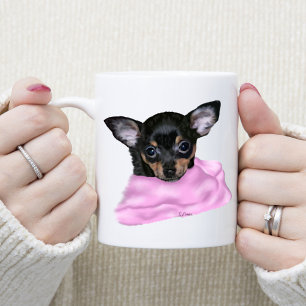 Caneca De Café Filhote de Chihuahua Preto e Castanho
