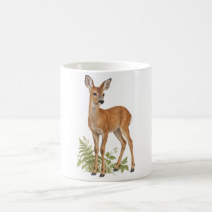 Caneca De Café Filhote de Corça com Samambaias Verde da Floresta